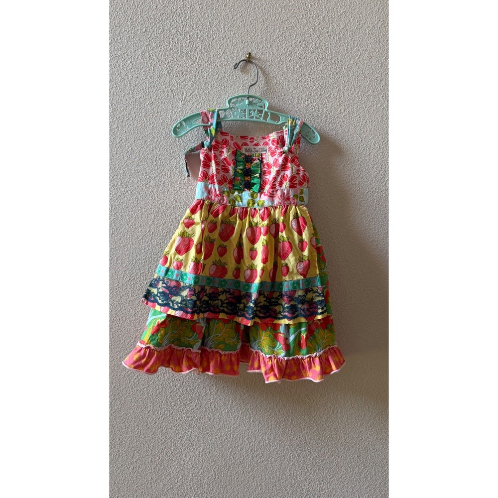 Matilda Jane Girls Strawberry Floral Mixed Print Tiered Dress D1357 Size 4